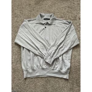 Paolo Mondo Sweater Men’s Extra Large White 100% New Wool Collared Pullover